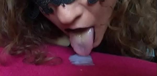  Black lips cum in my mouth latex gloves spit SlowMo